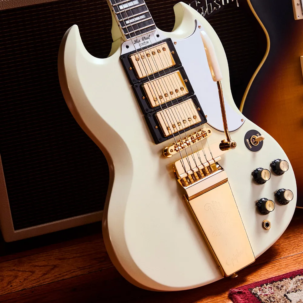 ECSGC63CWVGM1 Guitarra eléctrica – Epiphone IGC 1963 Les Paul SG Custom With Maestro Vibrola Classic White-10
