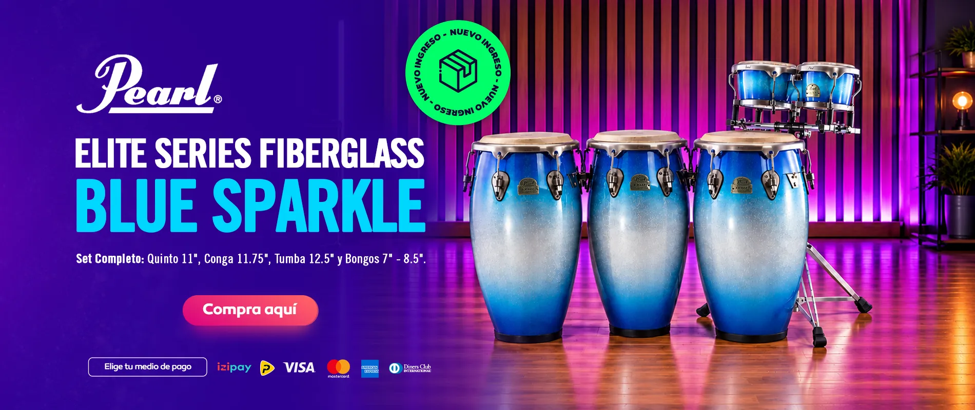 Banner set conga-quinto-tumba Pearl serie elite fiberglass-percusion