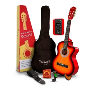 Pack de Guitarra Electroacústica Vizcaya con Funda, Afinador, Cuerdas y Atril - Sunburst
